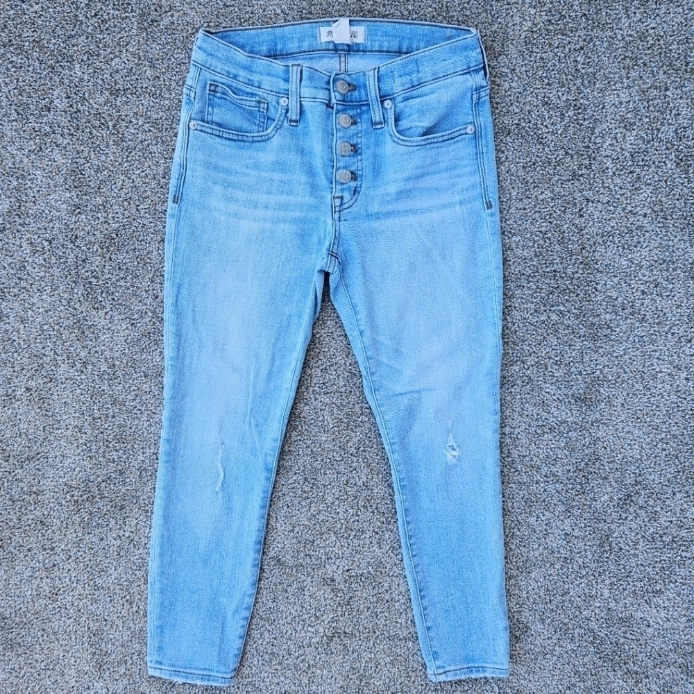 Madewell 9” High Rise Skinny Crop Button Front Jeans Asbury Light Wash Size 26P